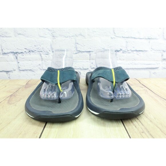 LL Bean Men's Blue Suede Perforated Cushioned Swift River Sport Flip-Flops 13 M - Picture 4 of 9